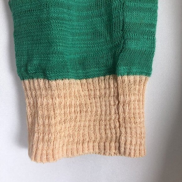 Madewell Burnout Stripe Lightweight Sweater Teal and Peach XS V Neck - Picture 4 of 7